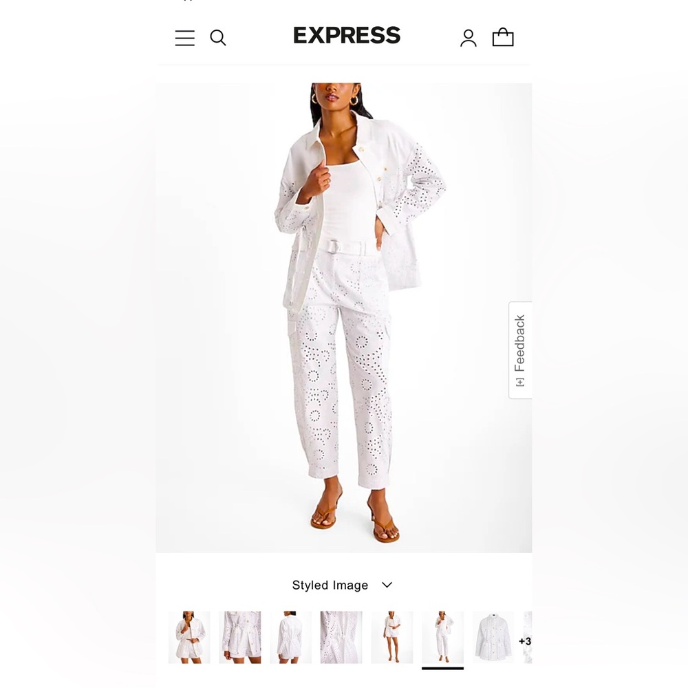 Express eyelet cinched utility jacket M & pants 8R SET